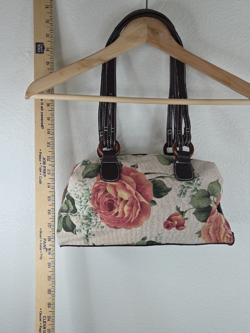 STONE MOUNTAIN Floral Tapestry Satchel Handbag in Antique Large Rose Prin t EUC - Picture 2 of 16